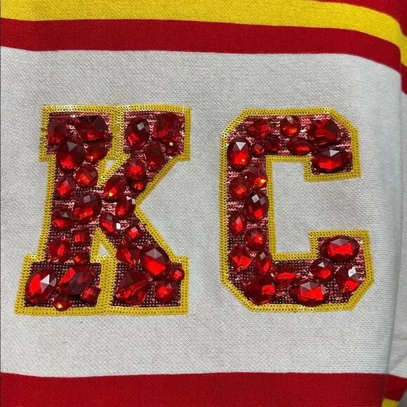 Queen of Sparkles KC Kansas City Scoop Neck Gem Sparkle Sweater‎ NWT Size S - Picture 4 of 7